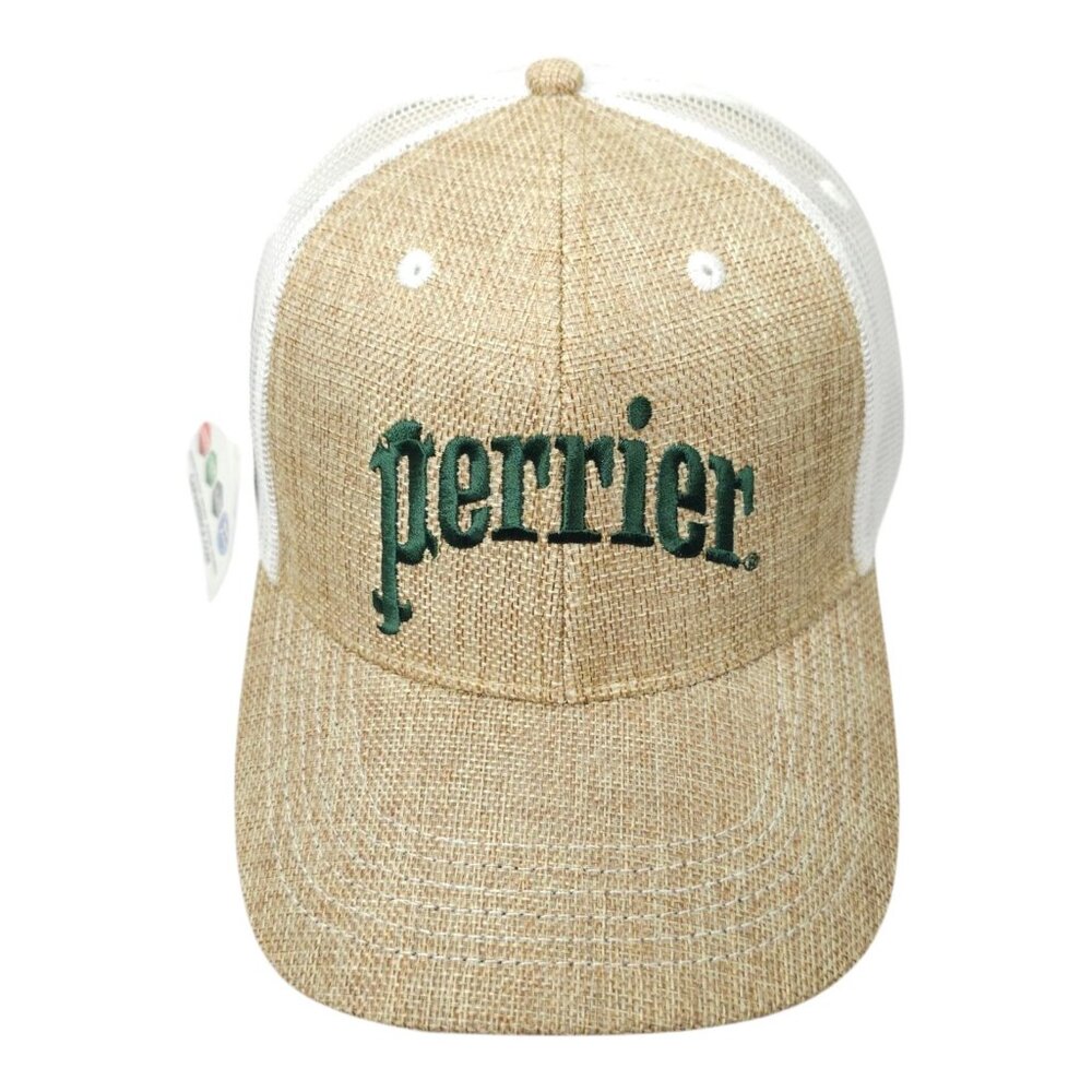 Perrier Embroidered Mesh Snapback Cap Canvas Structured Trucker Baseball Hat NEW